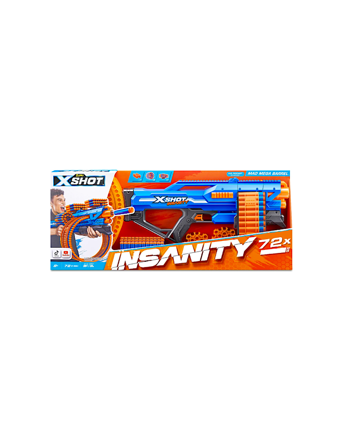 X-SHOT ZUR3609 INSANITY MEGA BARREL 72 DARDI, GIOCO BAMBINI, TIRO AL BERSAGLIO