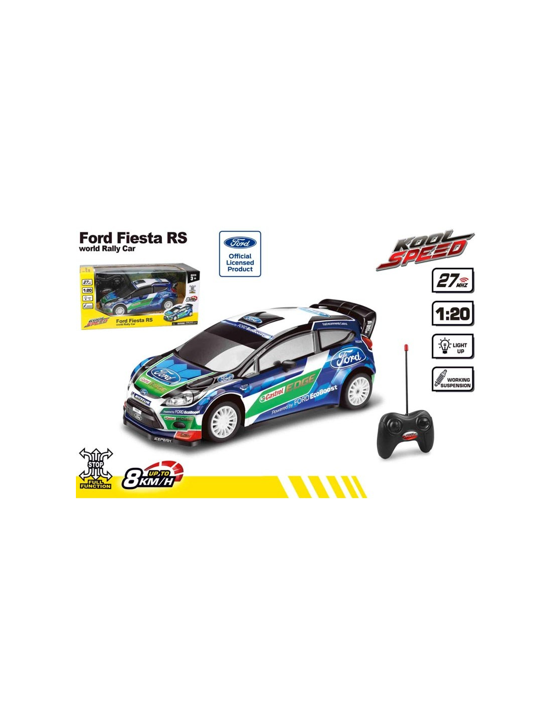 KIDZ CORNER, Auto Radiocomandata, Ford Fiesta Rally, Scala 1:20, Modello 17012