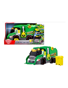 CAMION ECOLOGICO  38CM LUCI E SUONI 203307001 RACCOLTA RIFIUTI, BRACCIO SOLLEVAMENTO, LUCI E SUONI, CAMION SPAZZATURA REALISTICO