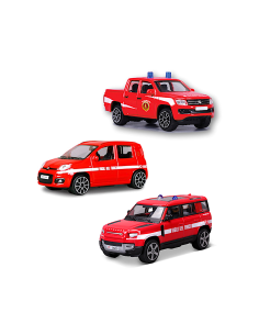 MODELLINO, AUTOMEZZI VIGILI DEL FUOCO, SCALA 1:43, DIE-CAST, BURAGO, LICENZA UFFICIALE, DETTAGLI REALISTICI, 6. 9X6. 3X13. 8 CM