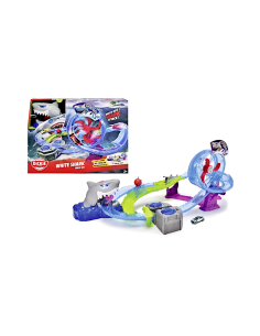 PISTA DA CORSA WHITE SHARK, AUTO GIOCATTOLO IN METALLO, LUCI E SUONI, +3 ANNI