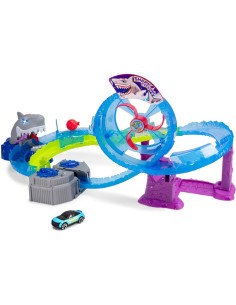 PISTA DA CORSA WHITE SHARK, AUTO GIOCATTOLO IN METALLO, LUCI E SUONI, +3 ANNI