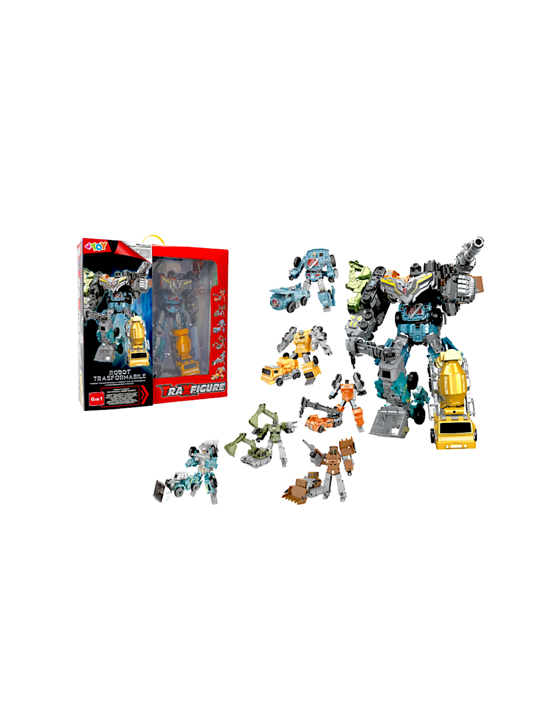 ROBOT TRASFORMABILE 6IN1 CON ACCESSORI