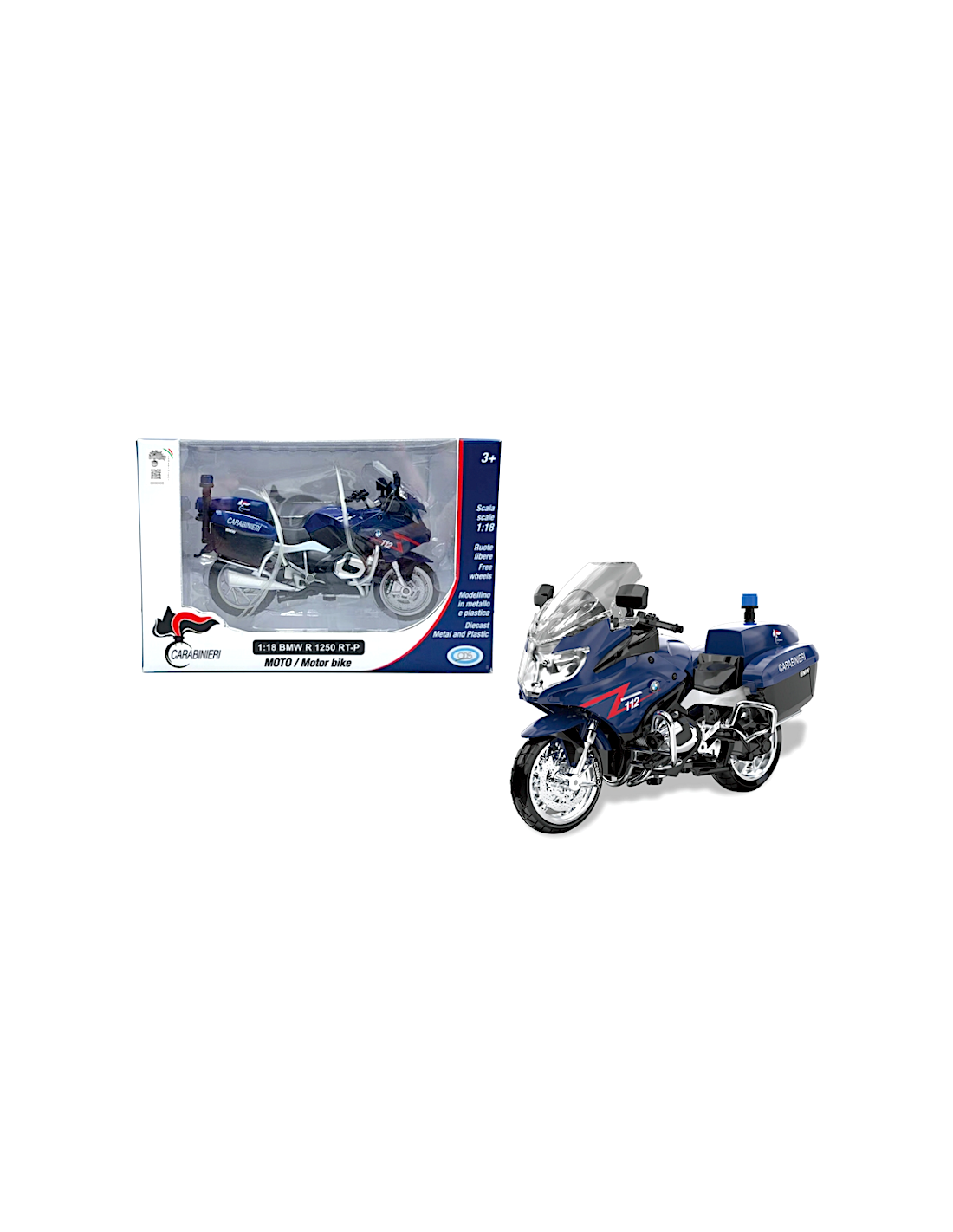 MOTO BMW-R 1250 CARABINIERI SCALA 1:18, GIOCATTOLO BAMBINI