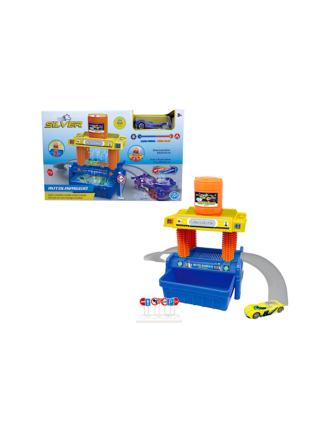 SILVER WHEEL AUTOLAVAGGIO CON AUTO CAMBIA COLORE, GIOCATTOLO BAMBINI 3+ ANNI