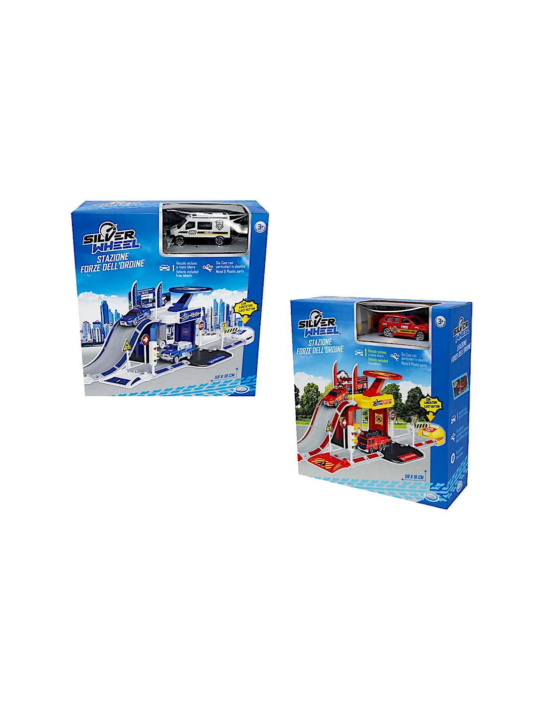 SILVER WHEEL STAZIONE FORZE DELL'ORDINE CON VEICOLO INCLUSO, ASSORTITO