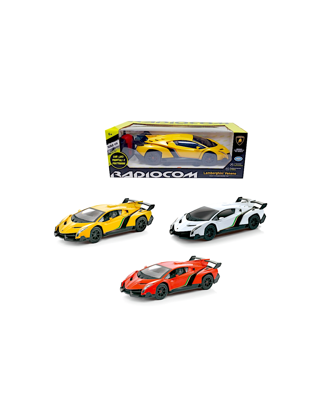 LAMBORGHINI HURACAN R/C, SCALA 1:14, AUTO RADIOCOMANDATA, FARI FUNZIONANTI, GIOCATTOLO BAMBINI 6+ ANNI