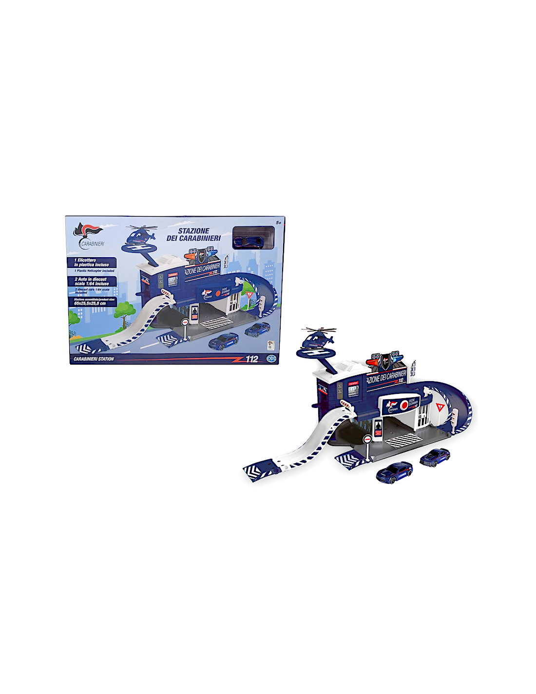 STAZIONE DEI CARABINIERI GIOCATTOLO, SILVER WHEEL, PLAYSET, 2 AUTO, 1 ELICOTTERO, GIOCO FORZE DELL’ORDINE, ETÀ 3+