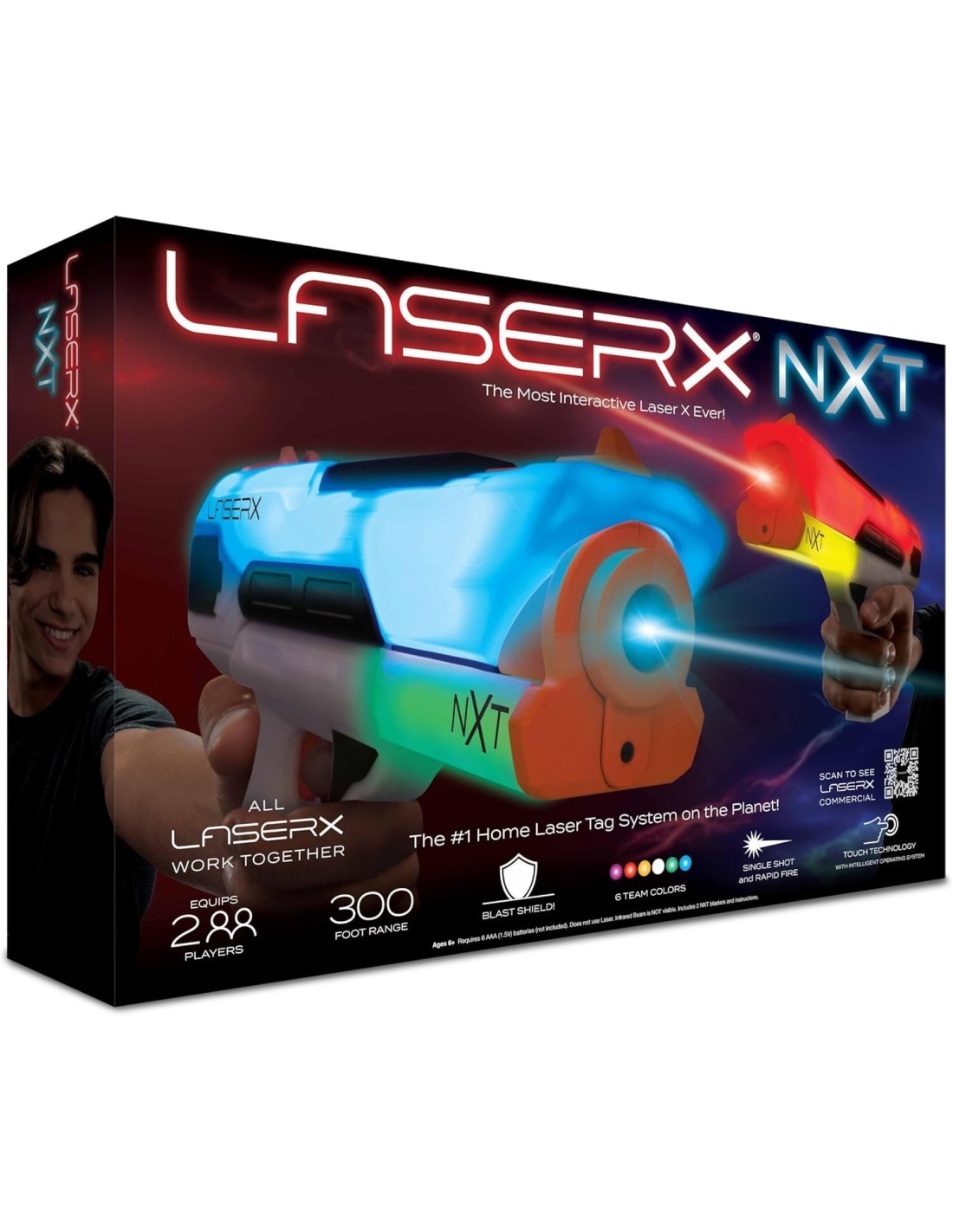 SET 2 PISTOLE LASER,  LASER X NXT BLASTER, PORTATA 90M, RICARICA RAPIDA, PER 2 GIOCATORI