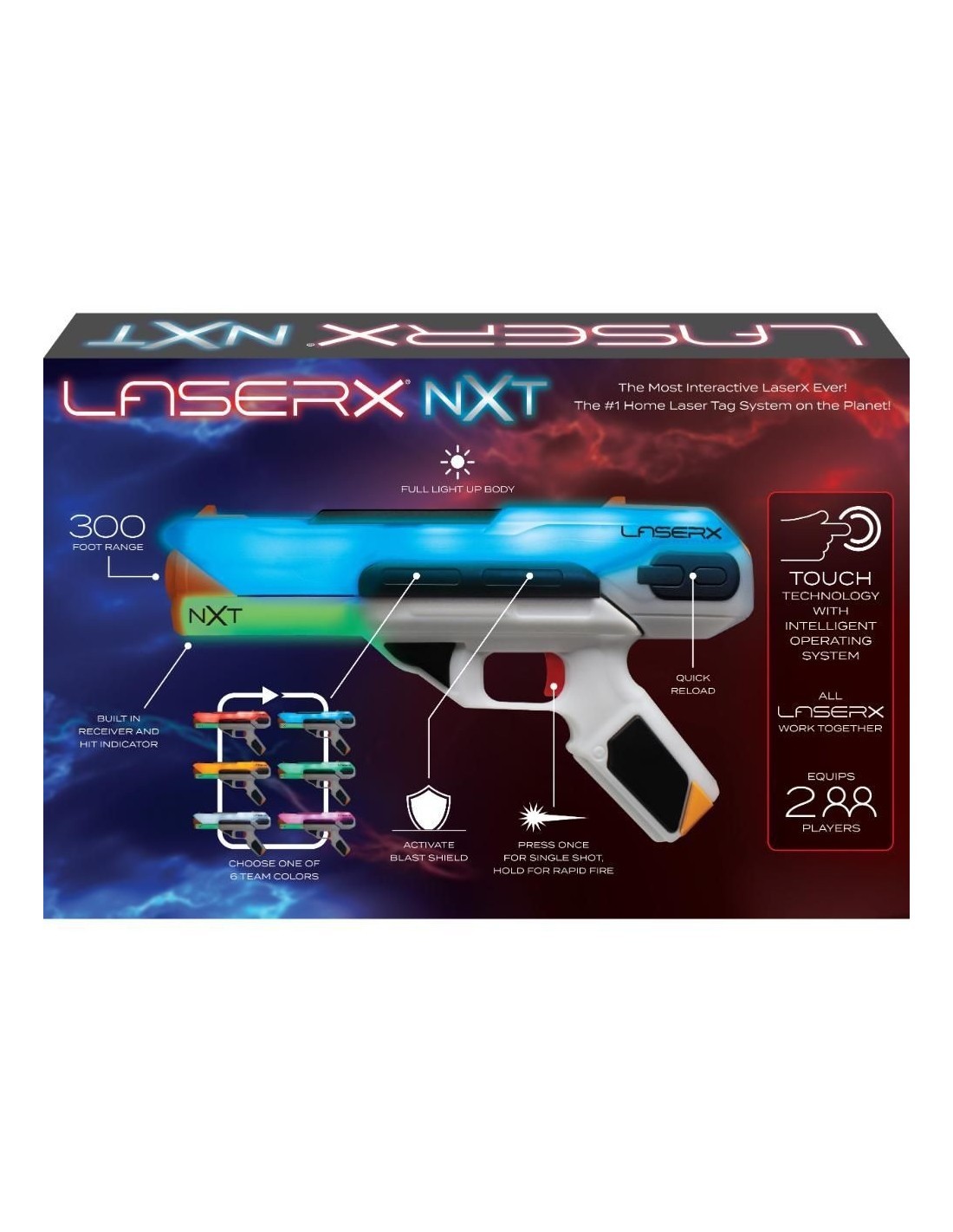 SET 2 PISTOLE LASER,  LASER X NXT BLASTER, PORTATA 90M, RICARICA RAPIDA, PER 2 GIOCATORI