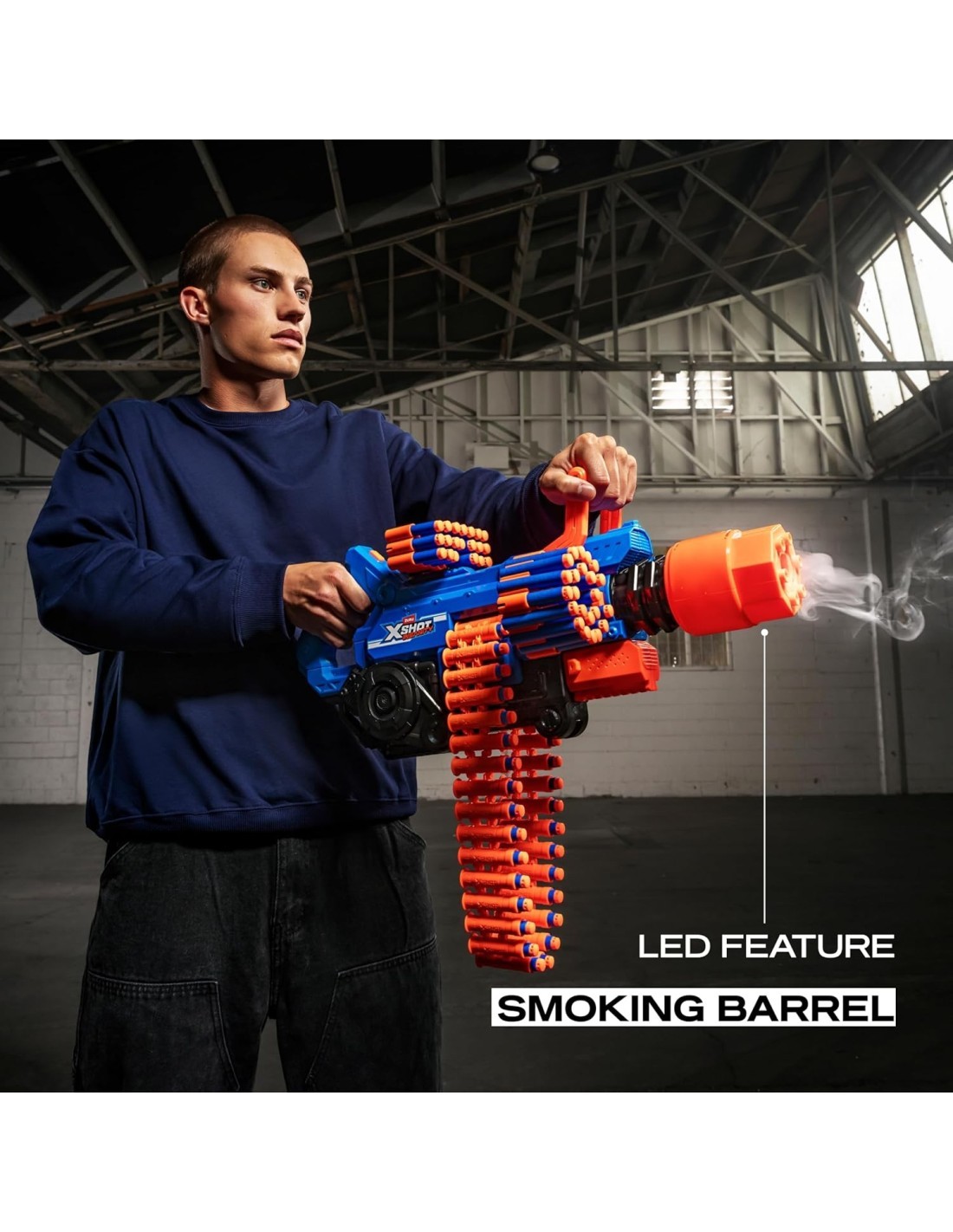 X-SHOT FUCILE INSANITY BARREL EFFETTO FUMO SPARA DARDI, MECCANISMO FUMANTE, DART BLASTER ZURU, GIOCATTOLO DA ESTERNO