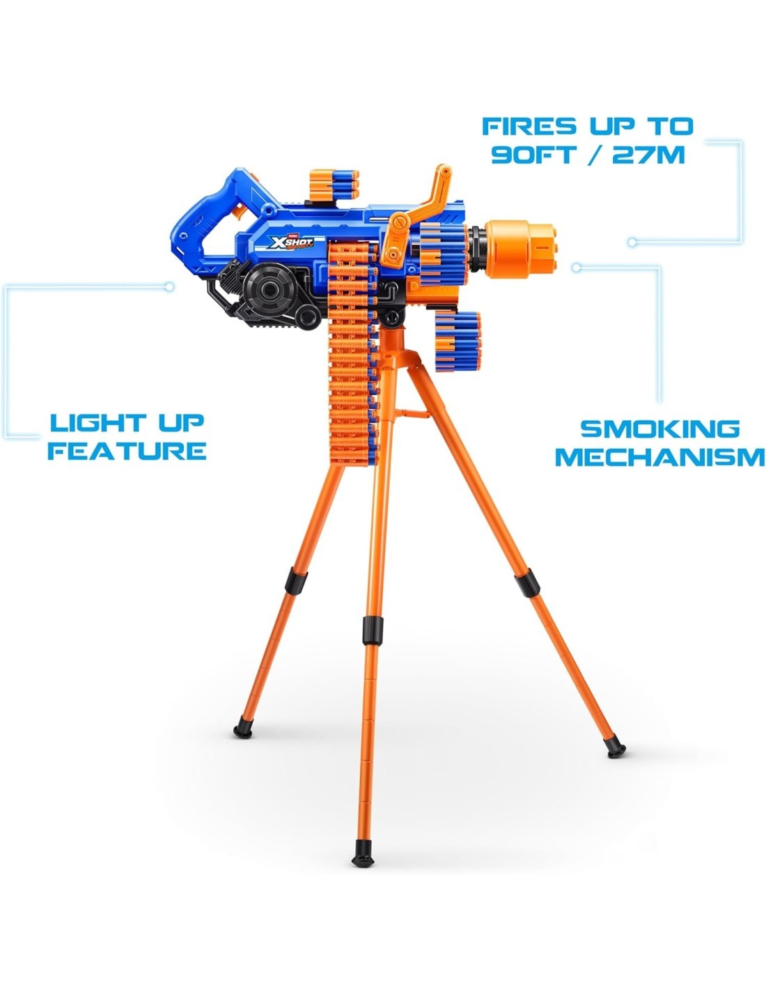 X-SHOT FUCILE INSANITY BARREL EFFETTO FUMO SPARA DARDI, MECCANISMO FUMANTE, DART BLASTER ZURU, GIOCATTOLO DA ESTERNO