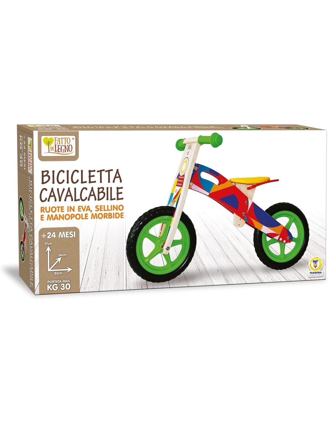 FATTO DI LEGNO 40594 BICICLETTA CAVALCABILE 83X36X57CM su TreG Ingr...