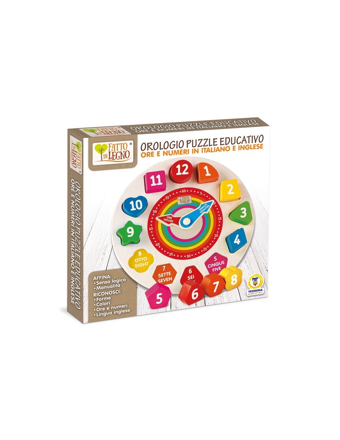 FATTO DI LEGNO 40545 OROLOGIO PUZZLE EDUCATIVO su TreG Ingrosso