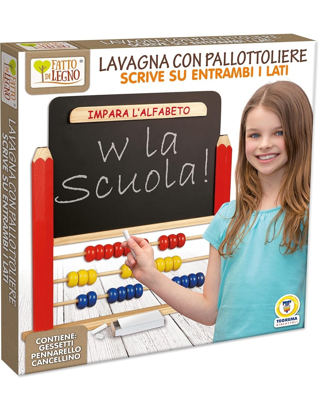 LAVAGNA CON PALLOTTOLIERE, FATTO DI LEGNO, GIOCO EDUCATIVO