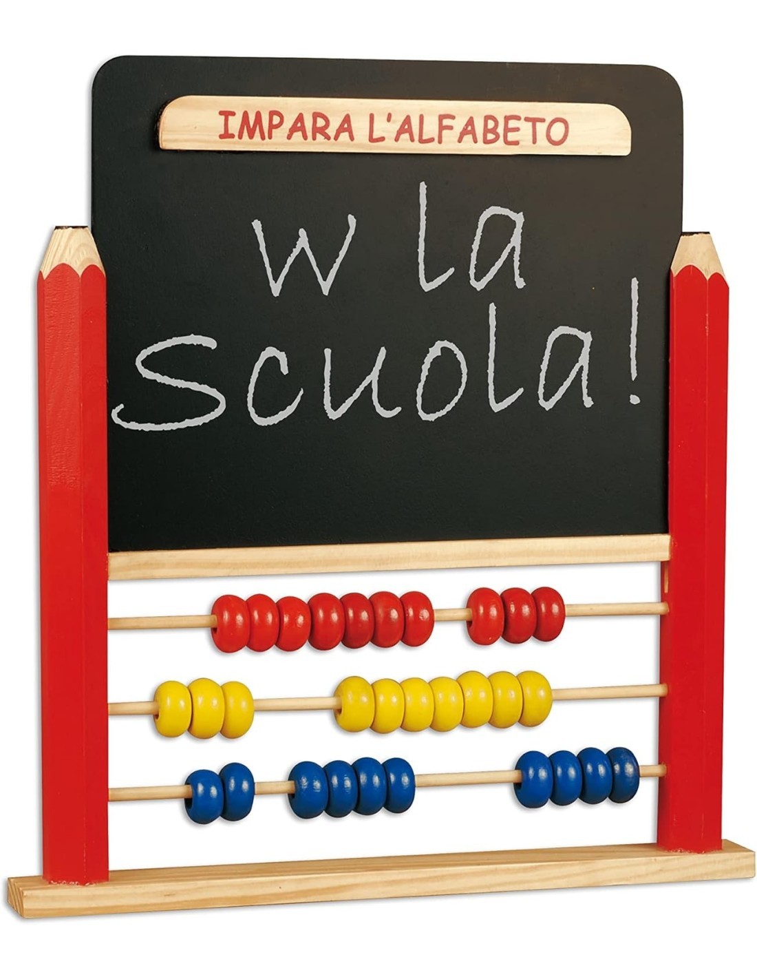 LAVAGNA CON PALLOTTOLIERE, FATTO DI LEGNO, GIOCO EDUCATIVO