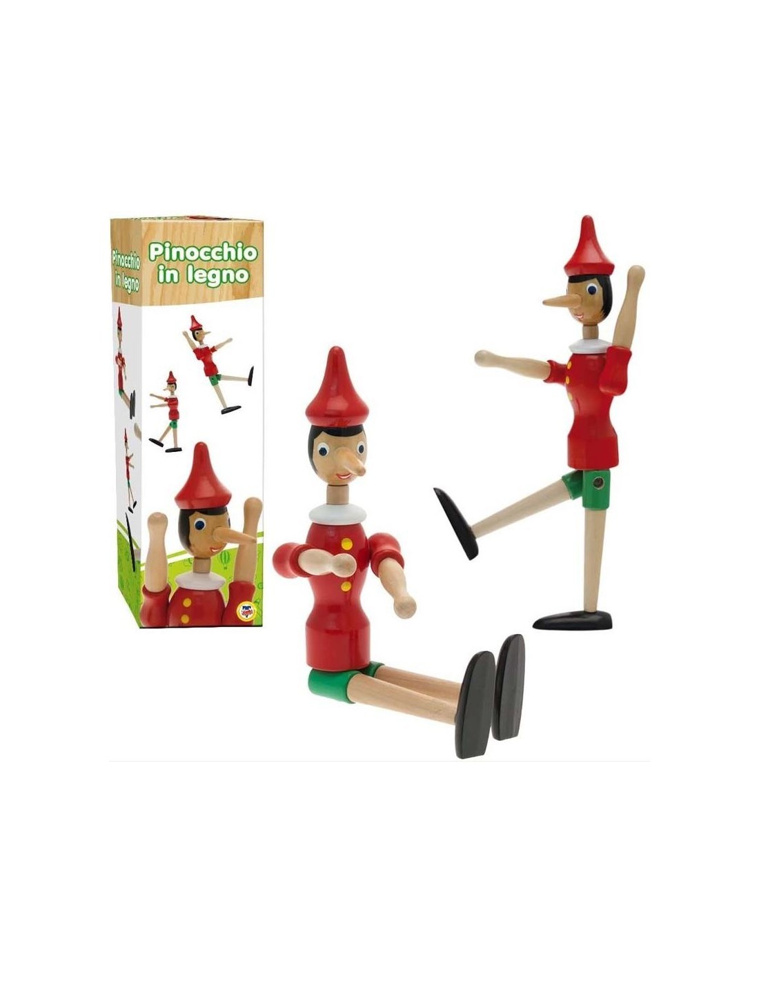 PINOCCHIO IN LEGNO 30CM, FATTO DI LEGNO, GIOCATTOLO EDUCATIVO