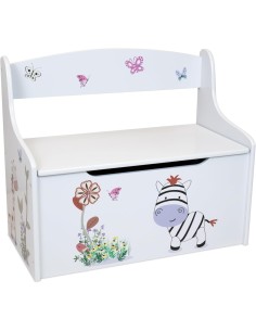 CASSAPANCA PORTA GIOCHI BAMBINI, PANCA CONTENITORE 2 IN 1, BAULE IN LEGNO, COPERCHIO SICURO, DESIGN ANIMALI