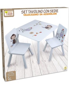 TAVOLINO CON 2 SEDIE IN LEGNO, BAMBINI, 59X59X45 CM, SEDIE MAX 25 KG, DISEGNI ANIMALI, FATTO DI LEGNO 40646 2