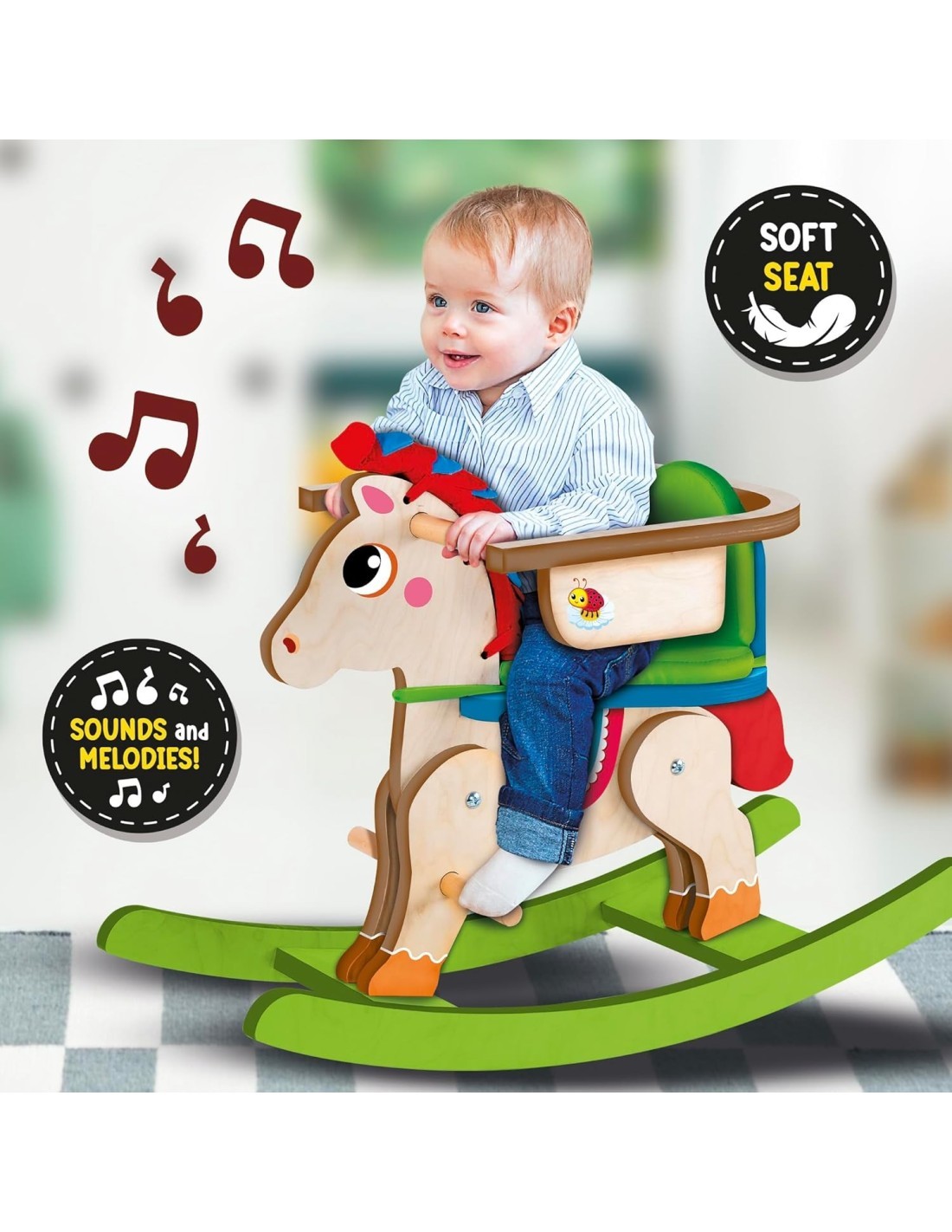 MONTESSORI BABY PONY A DONDOLO LEGNO PER BAMBINI