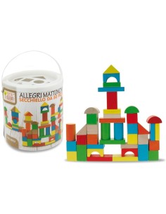 FATTO DI LEGNO - ALLEGRI MATTONCINI 50PZ IN LEGNO, GIOCATTOLO EDUCATIVO 2