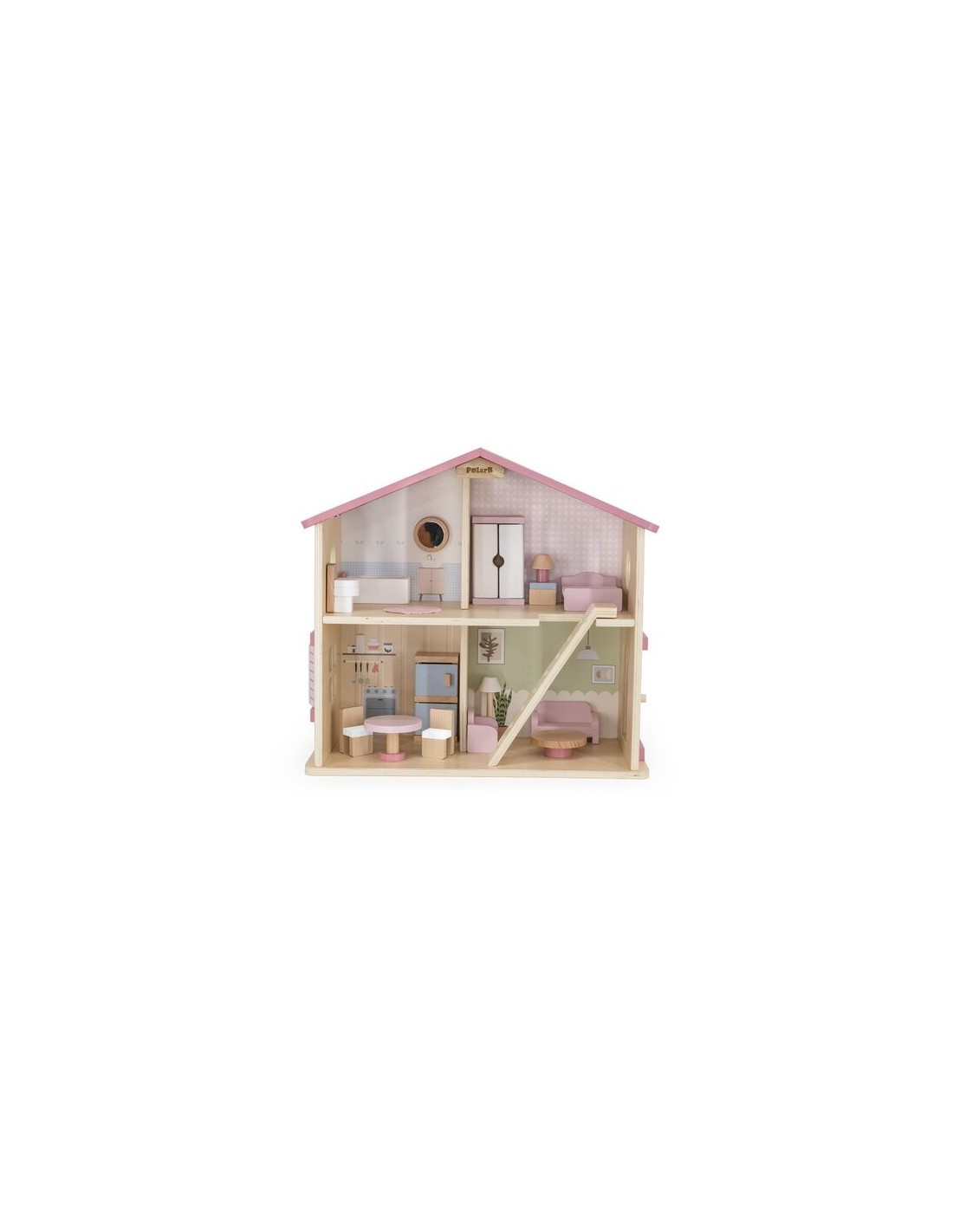 CASA DELLE BAMBOLE IN LEGNO 40X19X38CM 2 PIANI