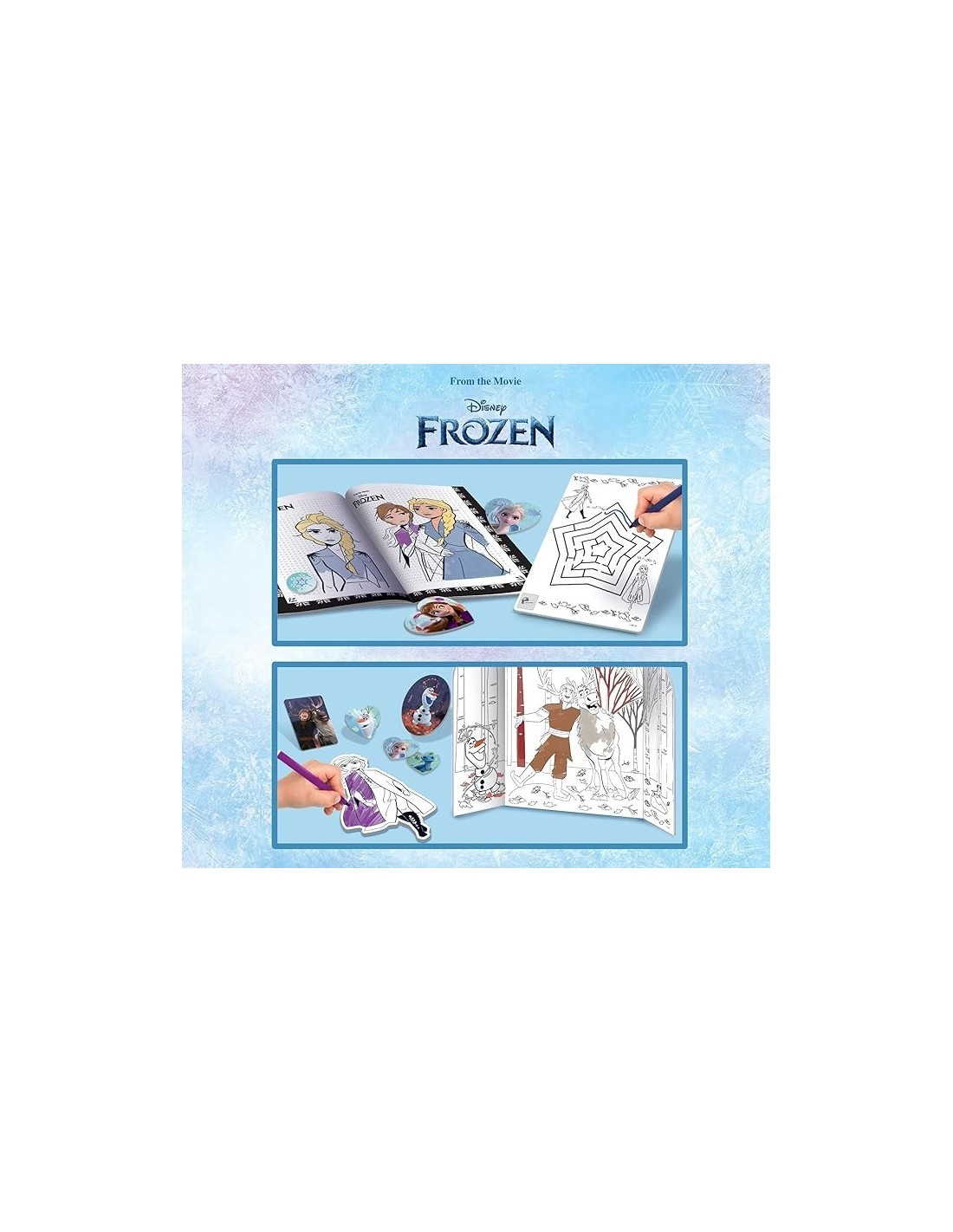 Frozen Coloring e Drawing School, Zainetto per Disegnare e Colorare, Anna e Elsa, Lavagnette, Manuale e Pennarelli, Multicolore