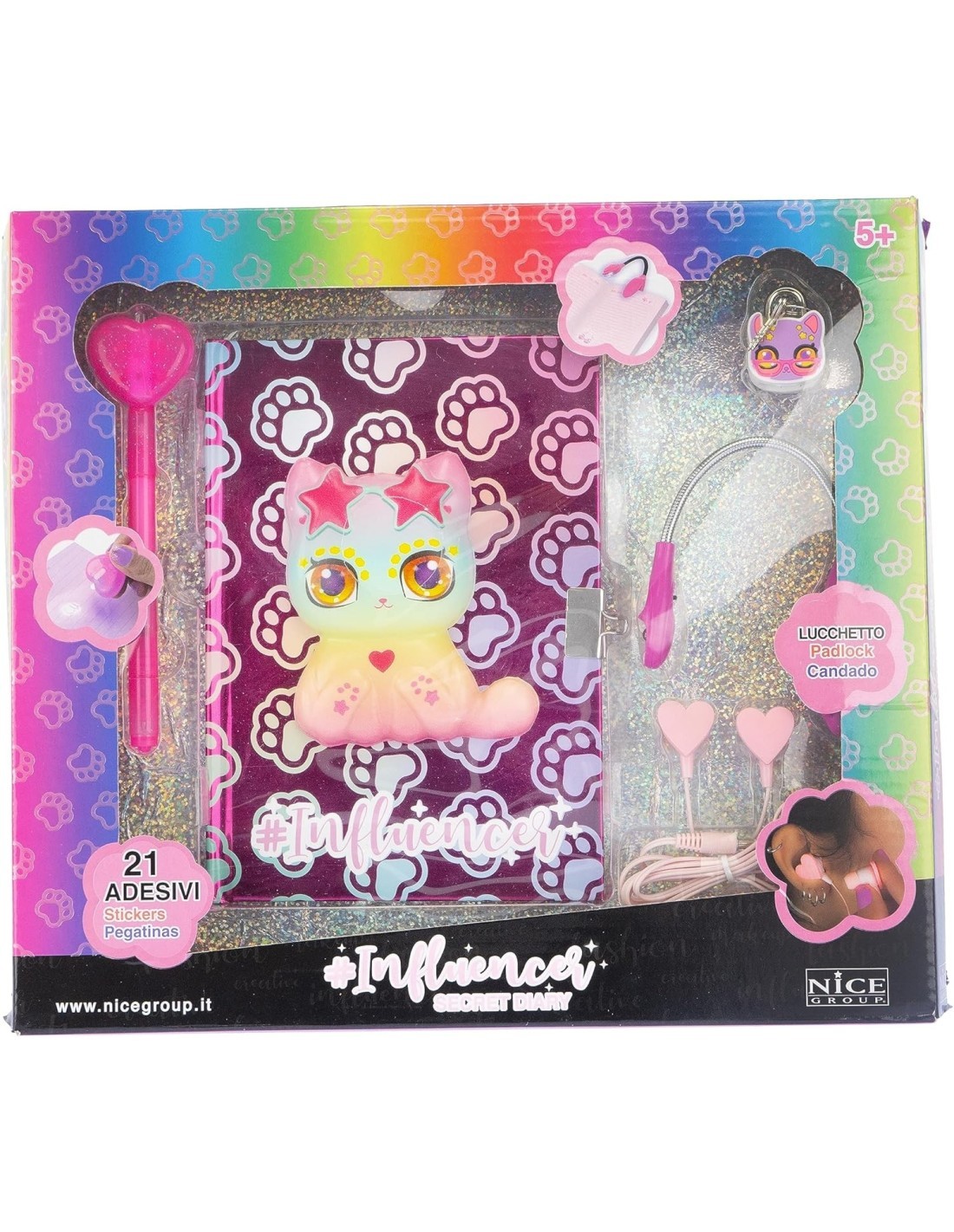 Influencer Diario Segreto, Diario Squishy Gatto, Diario per Bambini, Set Scrittura Creativa, Nice Group