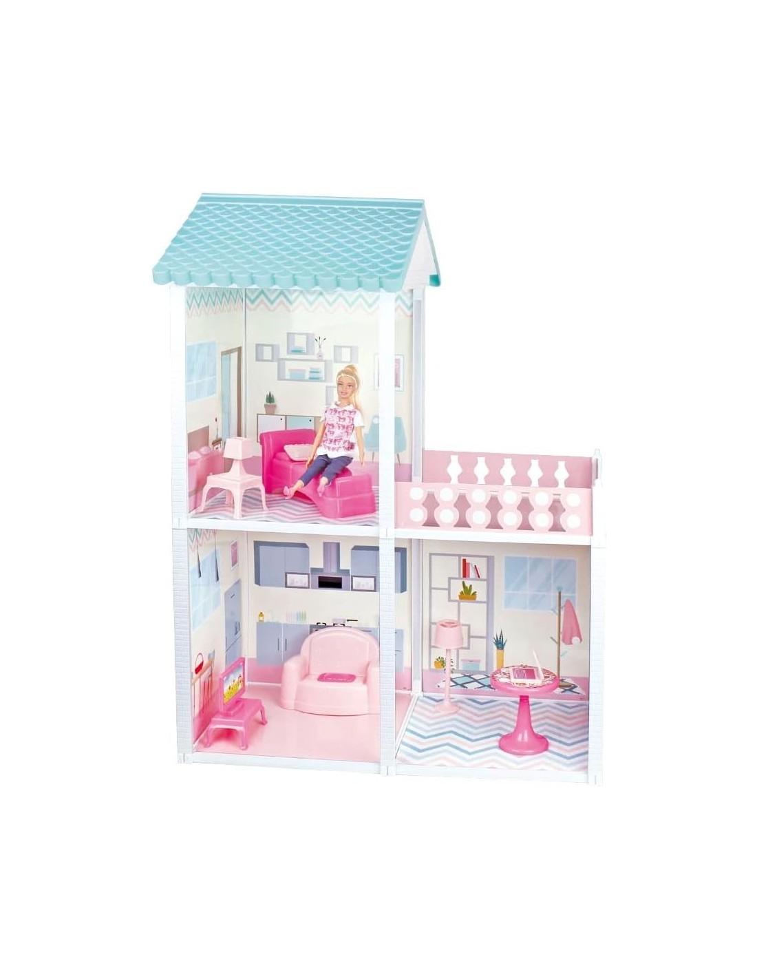 City Life Villetta 61x40x78 cm, Playset con 3 Stanze, Fashion Doll 29 cm e Accessori, Giocattolo per Bambine
