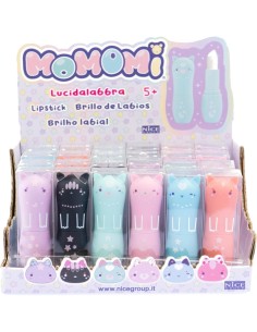 MOMOMI Lucidalabbra Gatto Assortito, Rossetto con Fragranza, Materiali Sicuri e Atossici, Nice Group