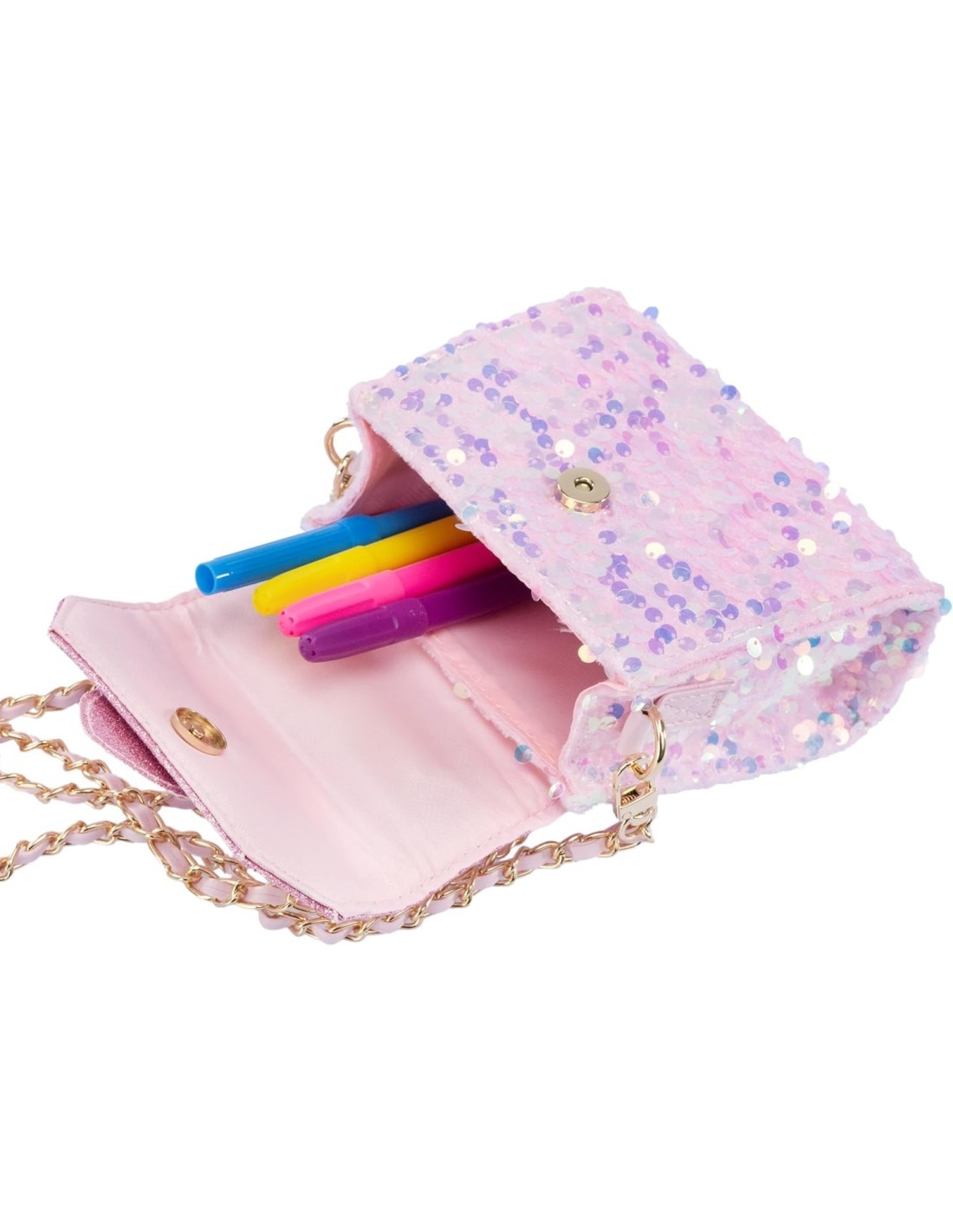 Girabrilla Fashion Bauletto, Borsetta Pochette con Maniglia di Perle e Tracolla, Paillettes Reversibili, Nice Group