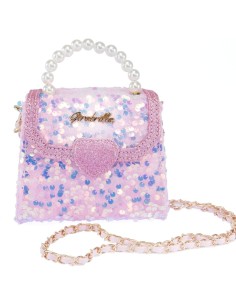 Girabrilla Fashion Bauletto, Borsetta Pochette con Maniglia di Perle e Tracolla, Paillettes Reversibili, Nice Group