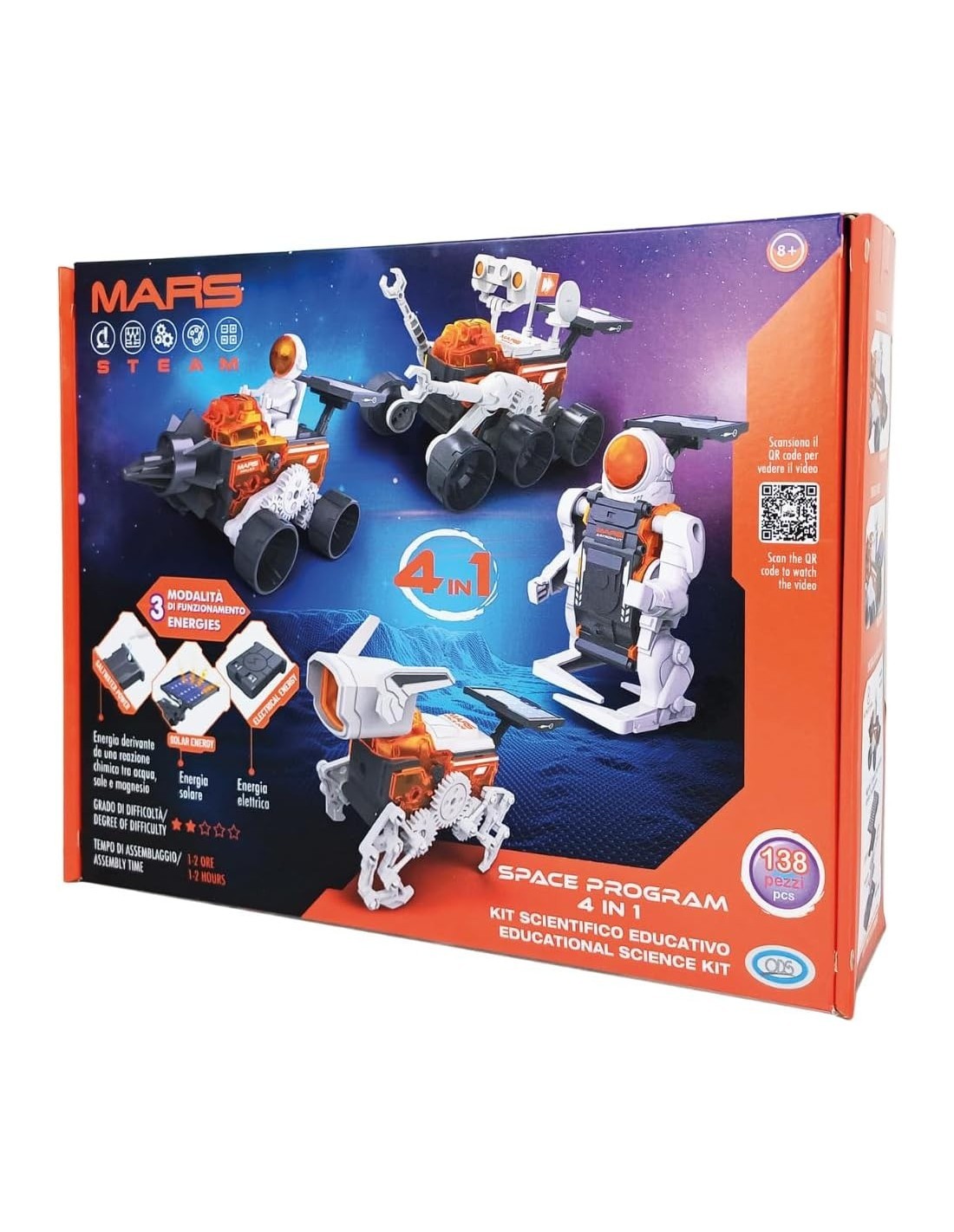 MARS, SPACE PROGRAM 4 IN 1, ASTRONAUTA, CANE ROBOT, ROVER SPAZIALE, TRIVELLA SPAZIALE,  GIOCATTOLO EDUCATIVO, 8+ ANNI