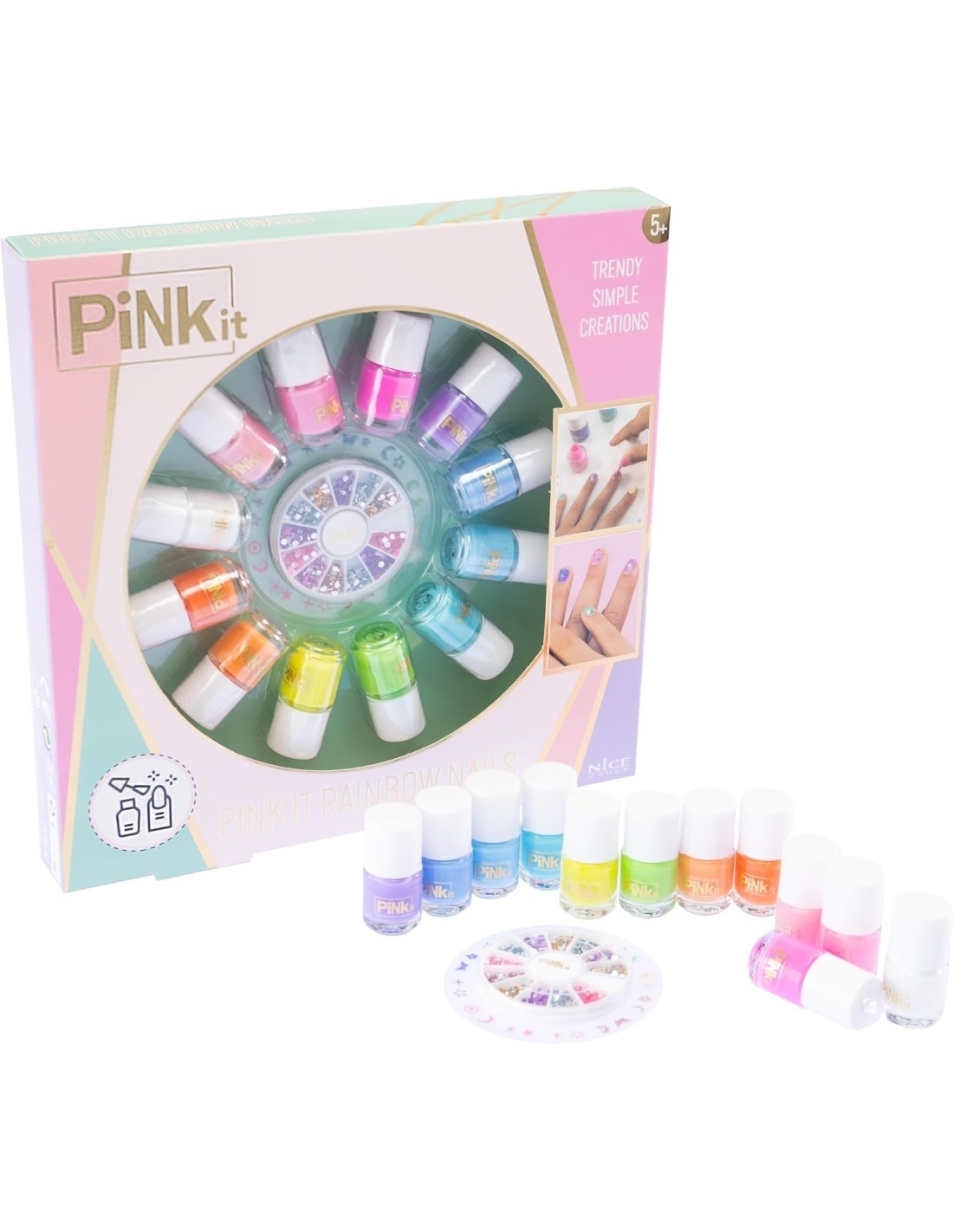 PINKIT Rainbow Nails – Set per Decorare le Unghie Bambini