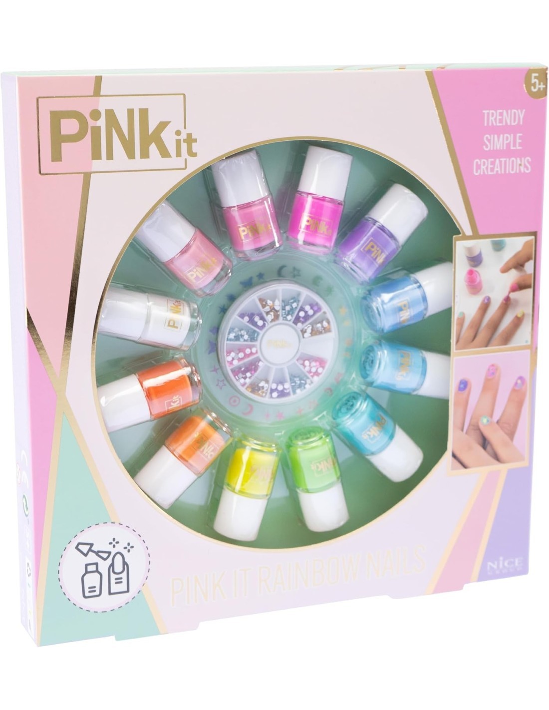 PINKIT Rainbow Nails – Set per Decorare le Unghie Bambini