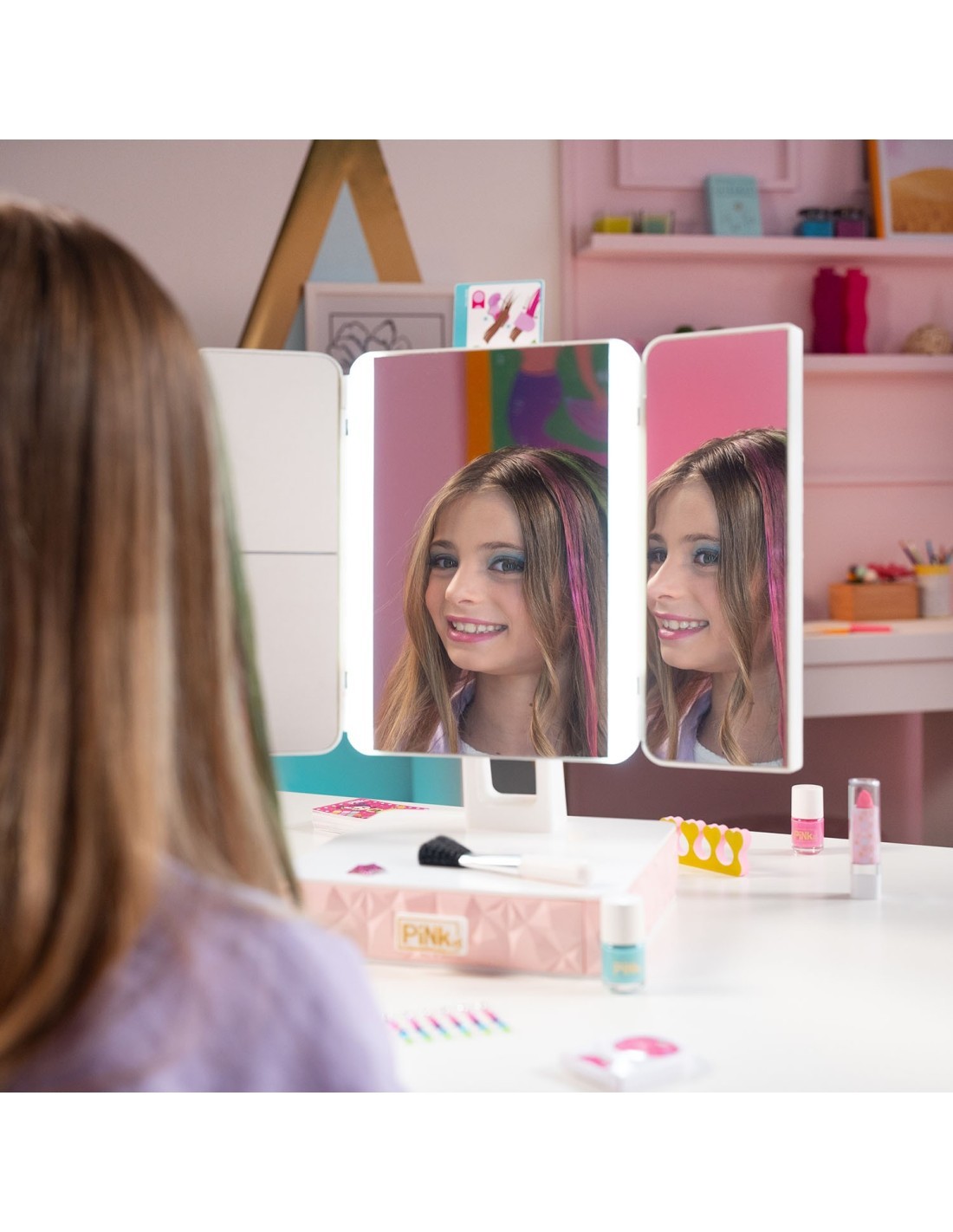 Smart Vanity Makeup Station con Luci LED per Bambine Pink It
