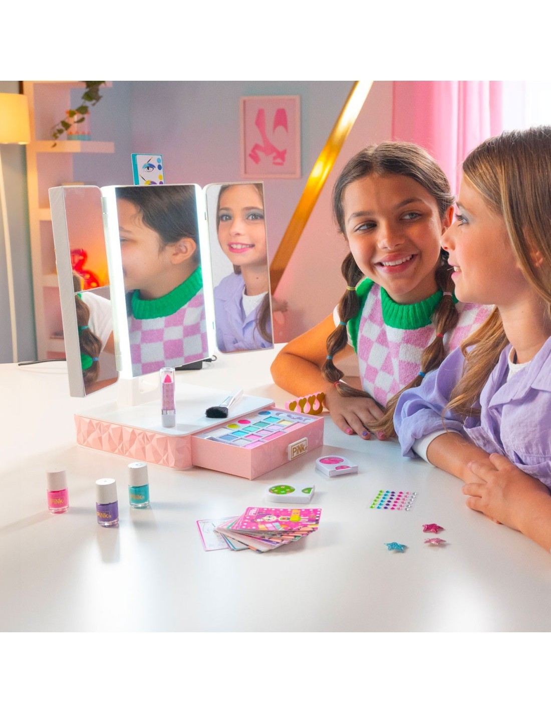 Smart Vanity Makeup Station con Luci LED per Bambine Pink It