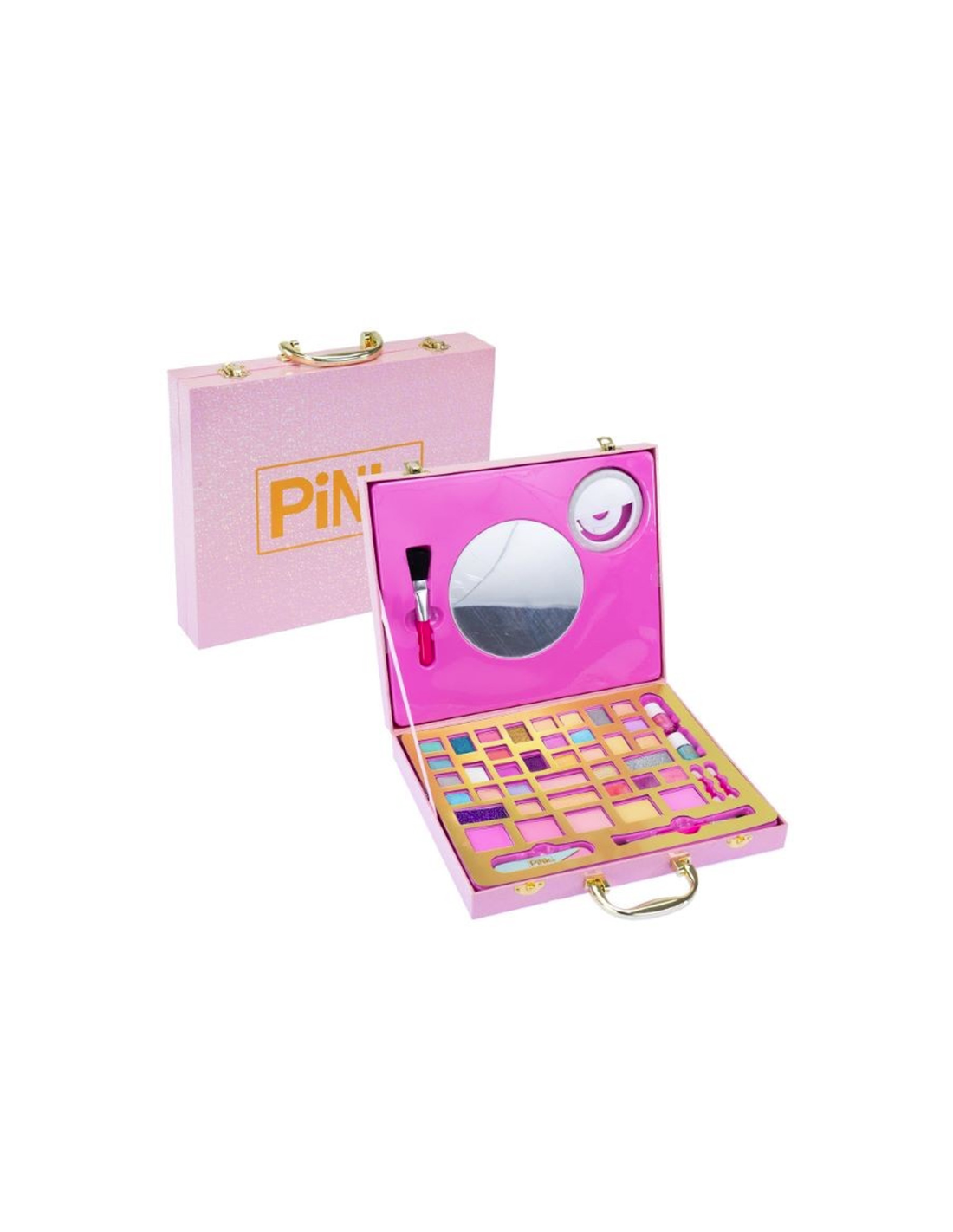 PINKIT Selfie Ring Suitcase – Valigetta Make Up con Specchio e Anello Luminoso per Selfie