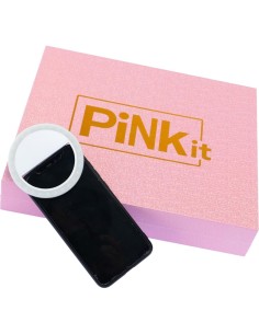 PINKIT Selfie Ring Suitcase – Valigetta Make Up con Specchio e Anello Luminoso per Selfie