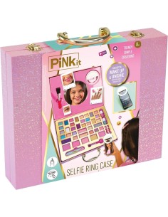 PINKIT Selfie Ring Suitcase – Valigetta Make Up con Specchio e Anello Luminoso per Selfie