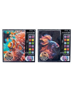 Diamantiny Level Up Mondo Marino, Kit Mosaico Pesce Combattente, Crystal Art con Gemme 3D, Creativo per Bambini 8+