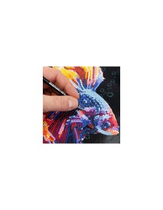 Diamantiny Level Up Mondo Marino, Kit Mosaico Pesce Combattente, Crystal Art con Gemme 3D, Creativo per Bambini 8+