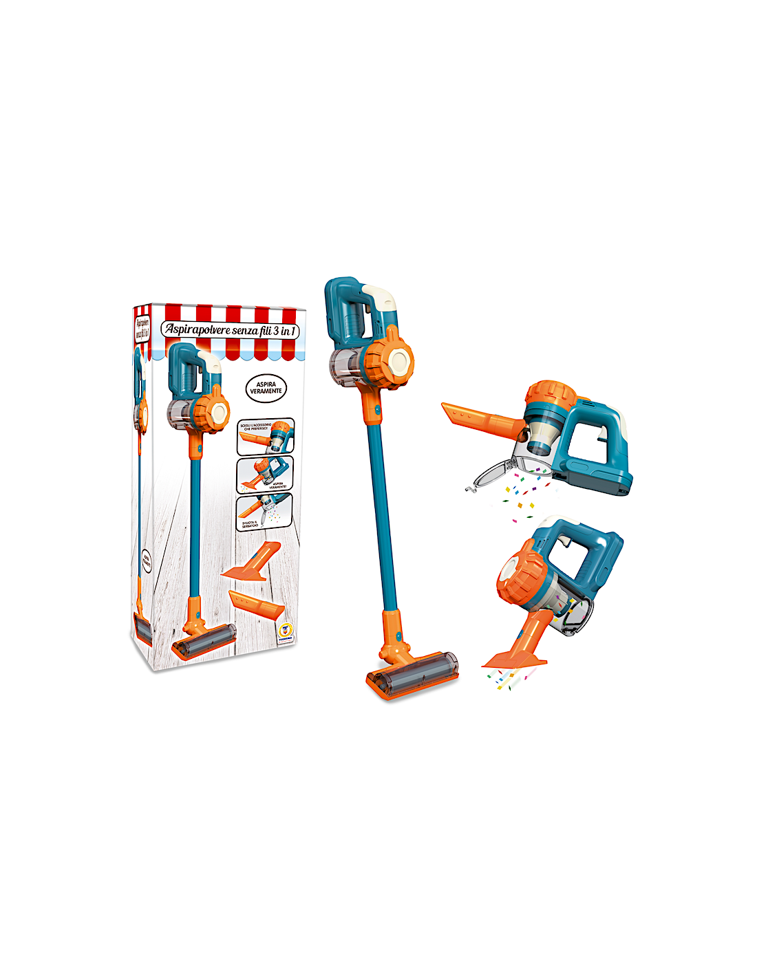 ASPIRAPOLVERE SENZA FILI 3IN1 17X15X75CM GIOCATTOLO BAMBINI