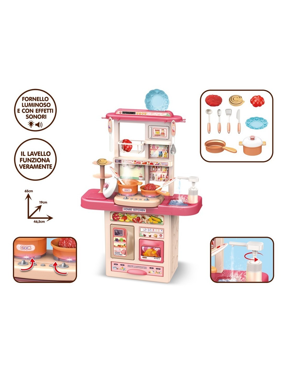 GRANDE CHEF - CUCINA LUCI E SUONI H65CM, GIOCO BAMBINI + 3 ANNI