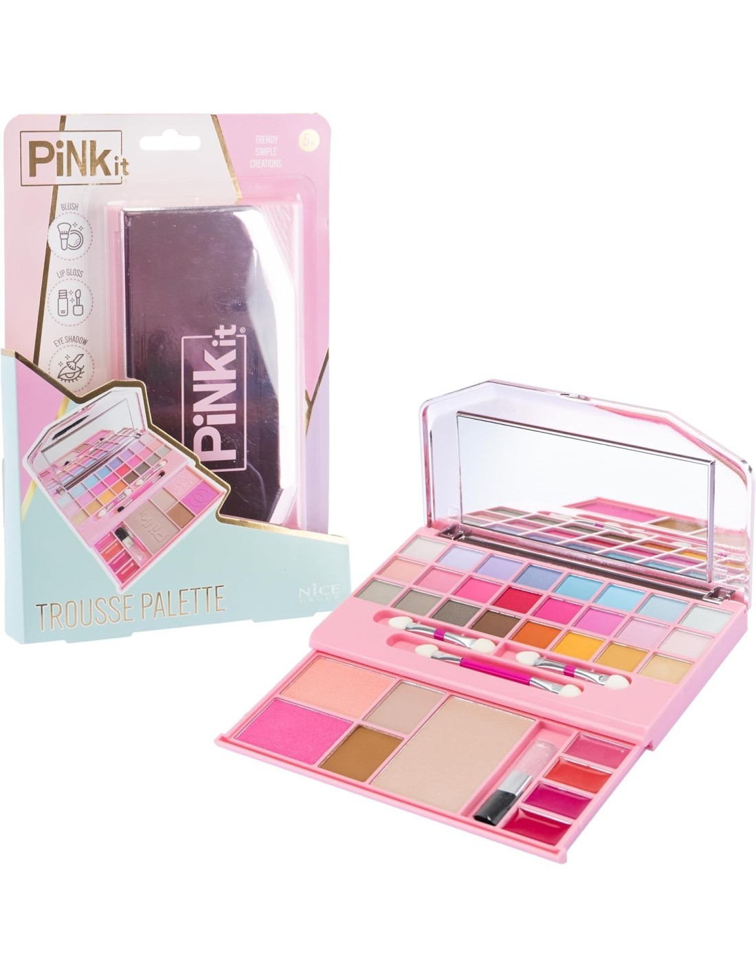 PINK IT Trousse Palette – Kit Trucco Bambini con Ombretti, Blush e Lucidalabbra