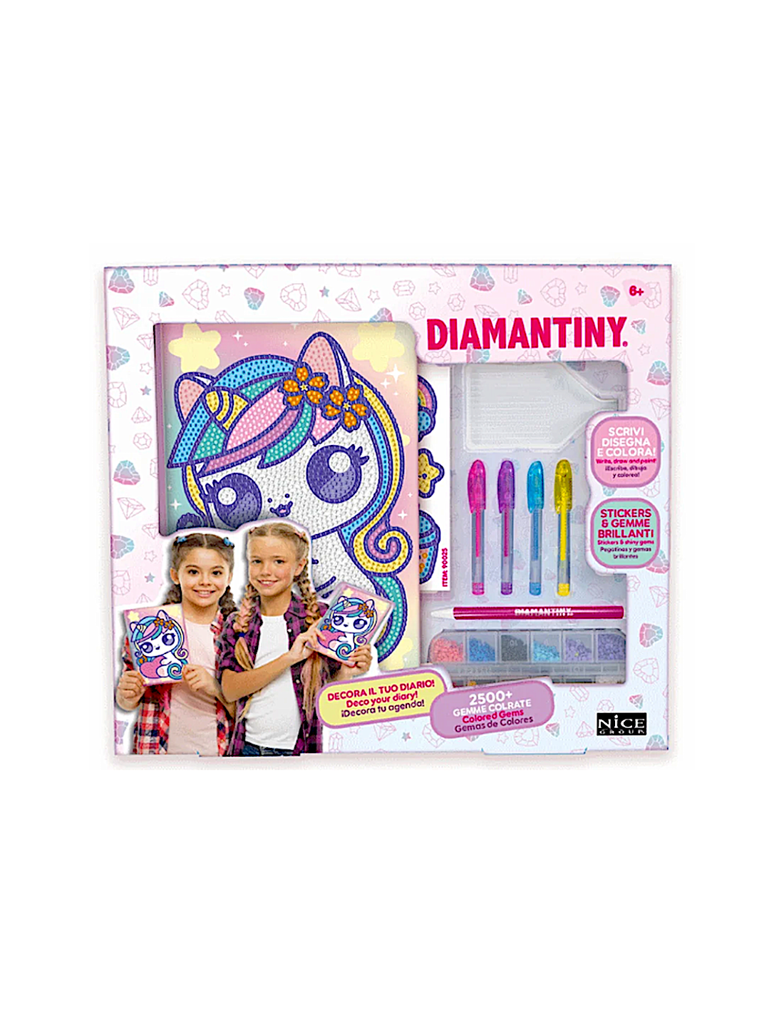 Diamantiny Diario Kawaii, diario segreto, diario bambina, kawaii, gemme 3D, creatività, regalo bambina, 6+