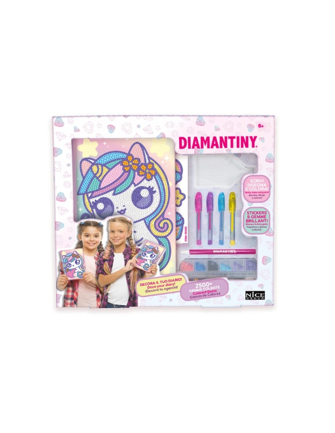 Diamantiny Diario Kawaii, diario segreto, diario bambina, kawaii, gemme 3D, creatività, regalo bambina, 6+