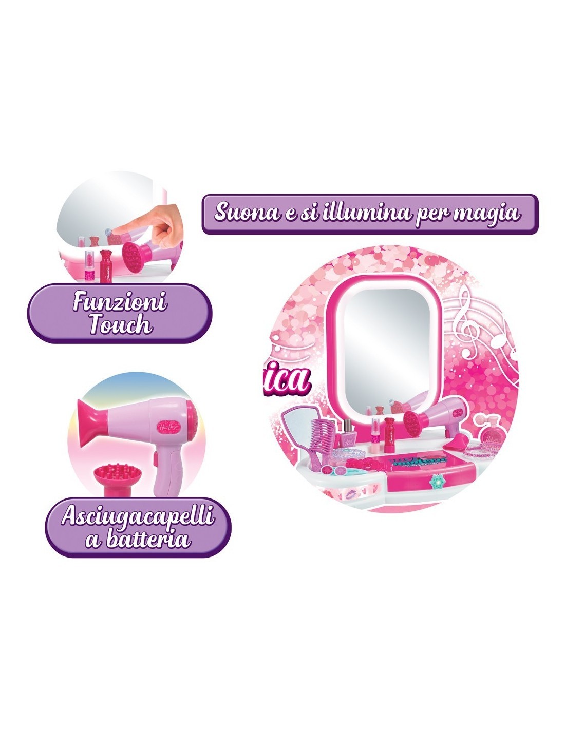 MISS SIGNORINA - SPECCHIERA GIOCATTOLO 72CM CON LED LUCI E SUONI