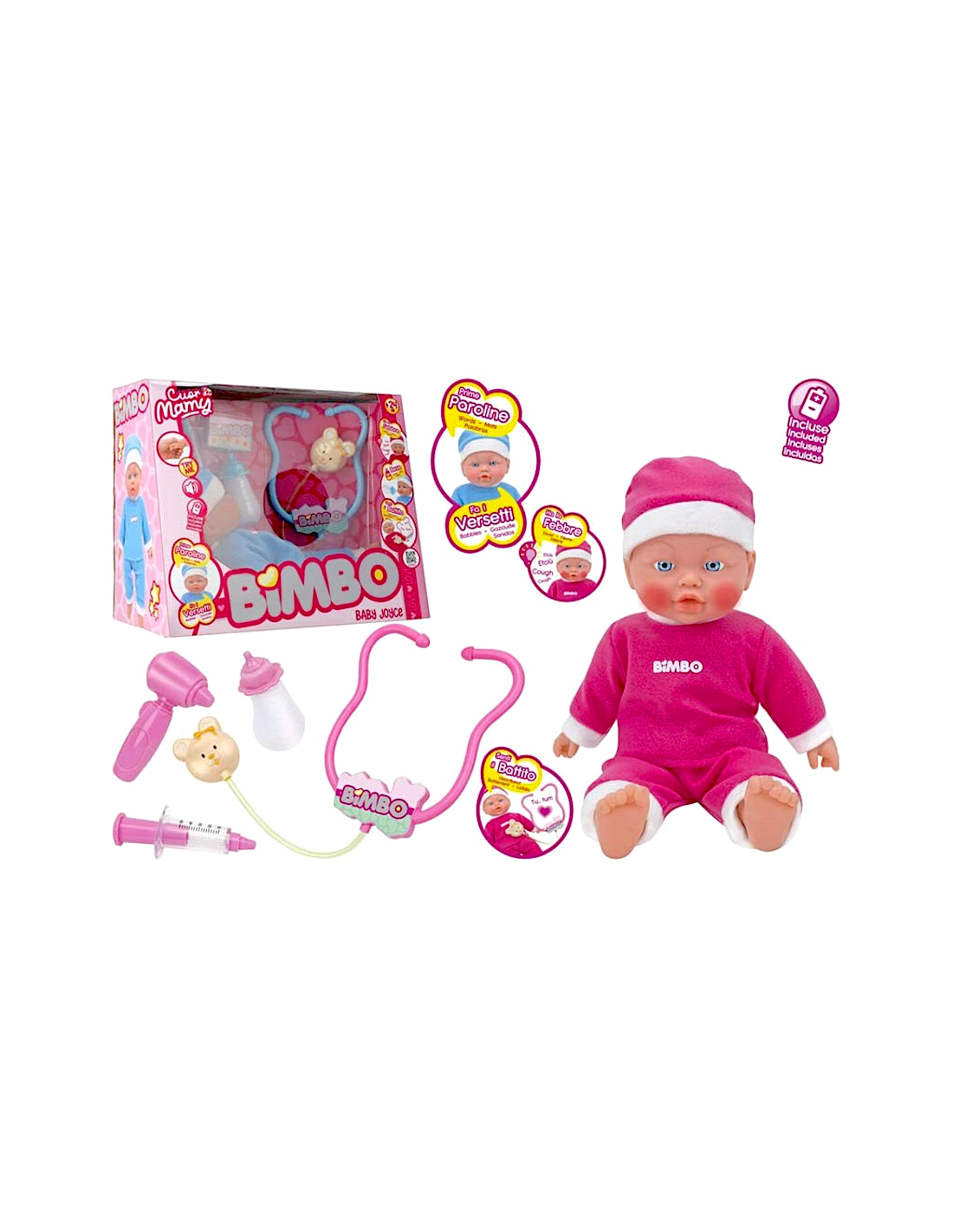 BAMBOLOTTO 38CM ASSORTITO CON ACCESSORI CUOR DI MAMY BIMBO 42488