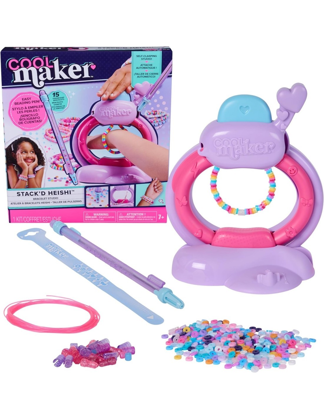 COOL MAKER KIT CREAZIONE BRACCIALETTI, +1200 PERLE, HEISHI, BRACCIALI FAI‑DA‑TE, 7+ ANNI